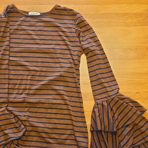 Striped Long Sleeve Top with Ruffle Cuffs